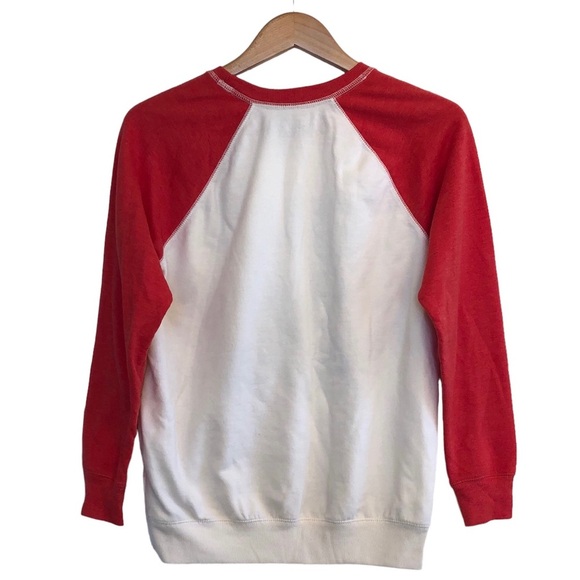 AEO, Nirvana Raglan Sweatshirt, Cream/Red, Size Small - Picture 4 of 4